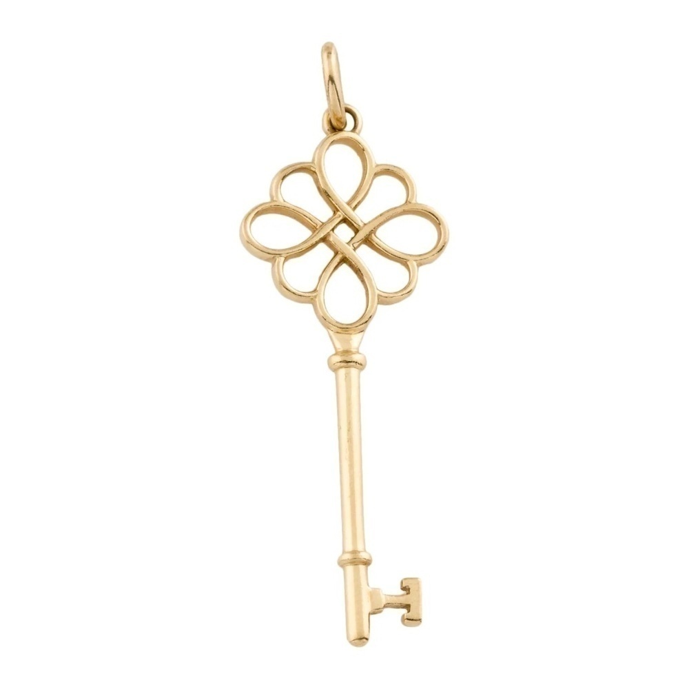 Tiffany & Co 18K Knot Key Pendant 3.06g T.W Rose Gold L-1.75"x W-.75 Celtic Knot - Picture 2 of 10